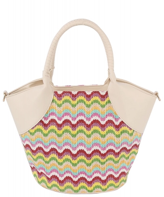 Straw Top Handle Tote Bag LQ333-Z MULTI